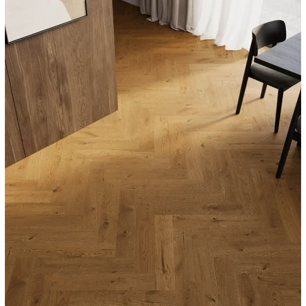 Barlinek Oak Brown Sugar Herringbone 130 parketlentės