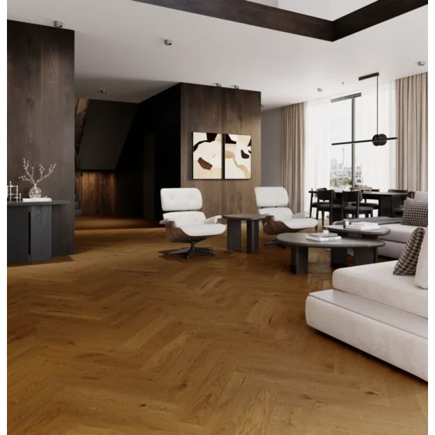 Barlinek Oak Brown Sugar Herringbone 130 parketlentės