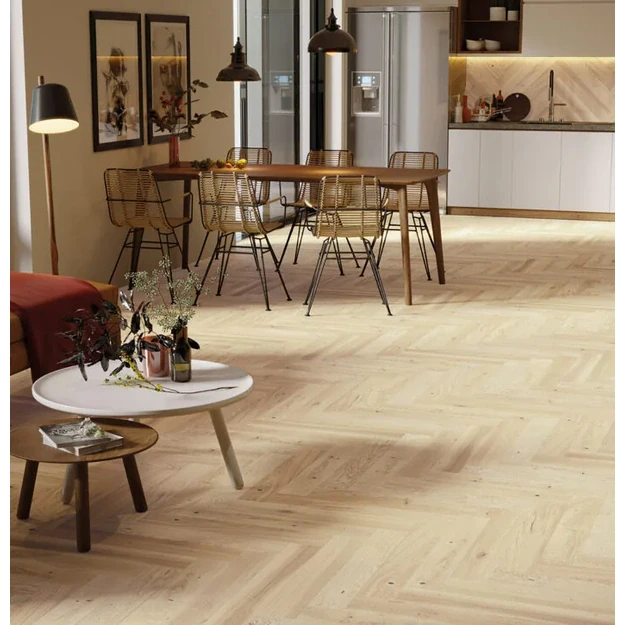 Barlinek Oak Mont Blanc Herringbone 110 parketlentės