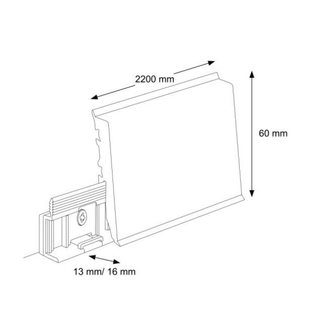 PVC grindjuostė, MASTERLINE, 15x60mm L= 2,20m, Vincenza Mat / 355 1