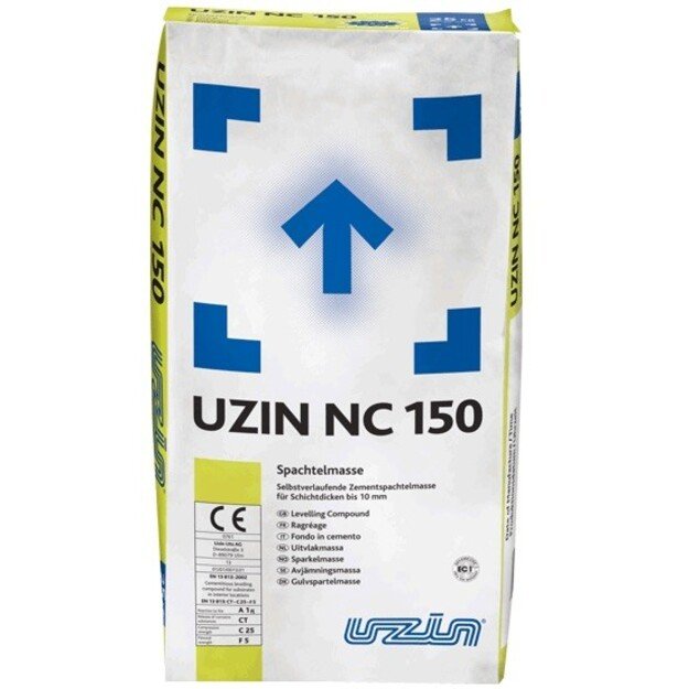 UZIN NC 150, Plonasluoksnis savaime išsilyginantis cementinis mišinys, nuo 0 iki 10 mm storio, 25 kg