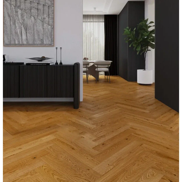 Barlinek Oak Brown Sugar Herringbone 110 parketlentės