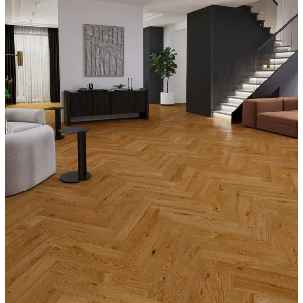 Barlinek Oak Brown Sugar Herringbone 110 parketlentės
