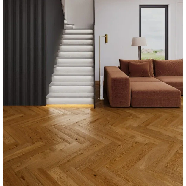 Barlinek Oak Brown Sugar Herringbone 110 parketlentės