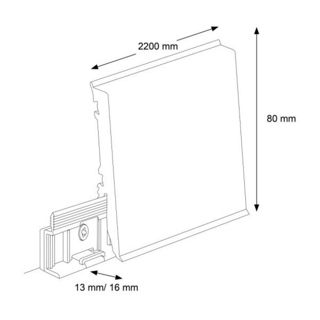 PVC grindjuostė, MASTERLINE, 13x80mm L= 2,20m, Siena Mat / 468 1